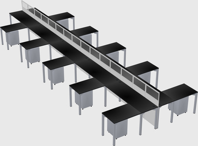Shared l-shape cubicle