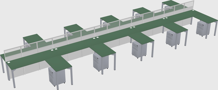 Shared l-shape cubicle