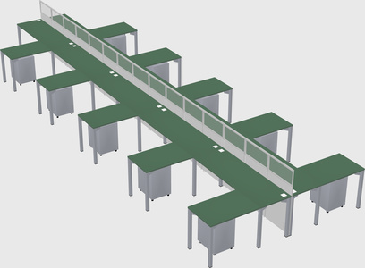 Shared l-shape cubicle
