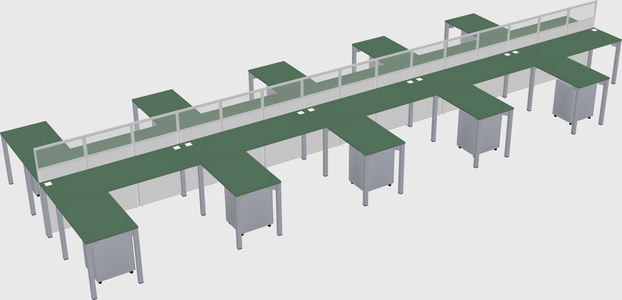 Shared l-shape cubicle