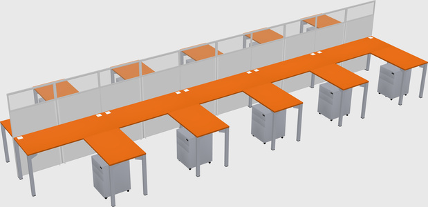 Shared l-shape cubicle