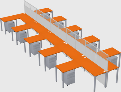 Shared l-shape cubicle