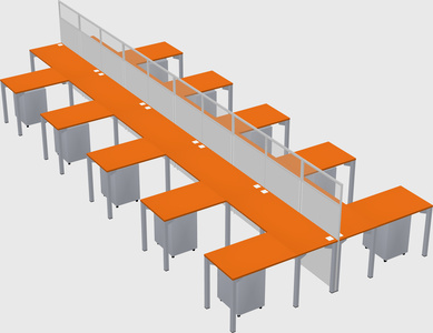 Shared l-shape cubicle