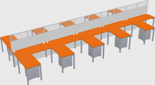 Shared l-shape cubicle