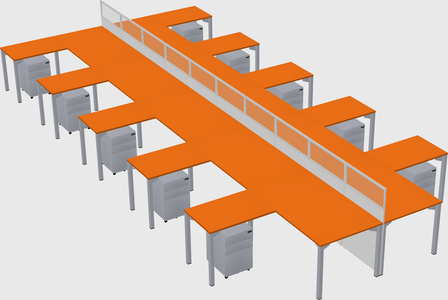 Shared l-shape cubicle