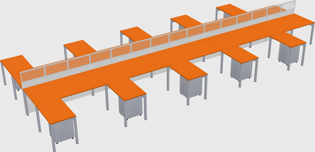Shared l-shape cubicle