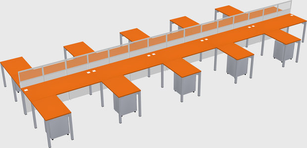 Shared l-shape cubicle