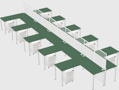Shared l-shape cubicle