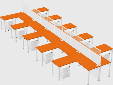 Shared l-shape cubicle
