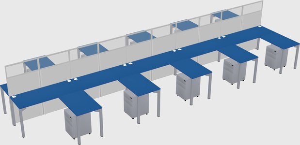Shared l-shape cubicle