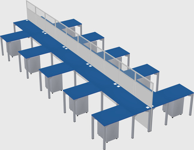 Shared l-shape cubicle