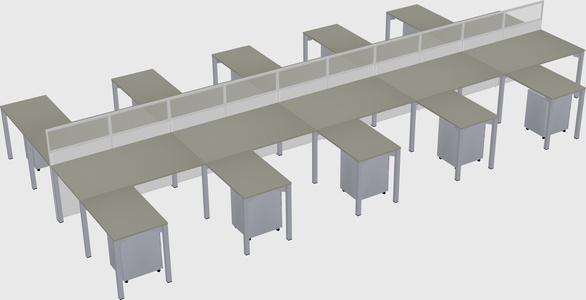 Shared l-shape cubicle