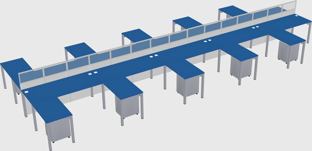 Shared l-shape cubicle