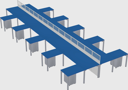 Shared l-shape cubicle