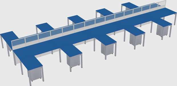 Shared l-shape cubicle