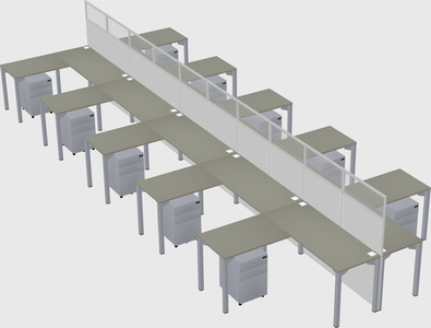 Shared l-shape cubicle
