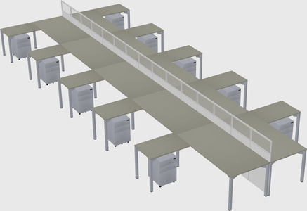 Shared l-shape cubicle