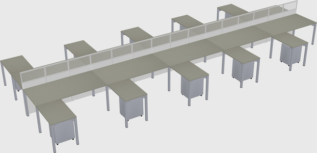 Shared l-shape cubicle
