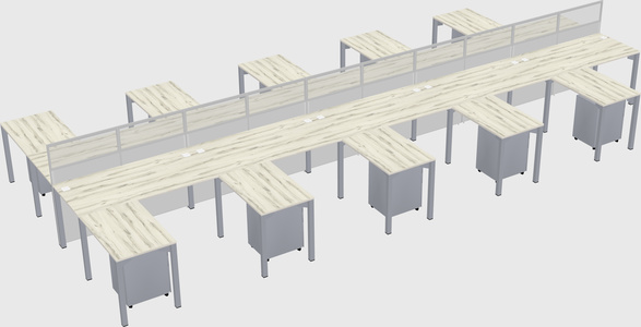 Shared l-shape cubicle