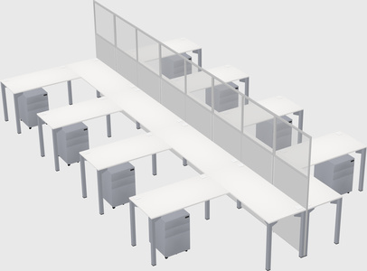Shared l-shape cubicle