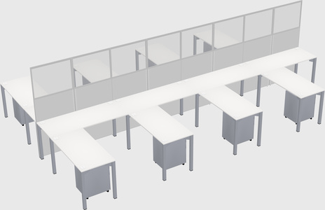 Shared l-shape cubicle