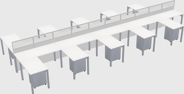 Shared l-shape cubicle