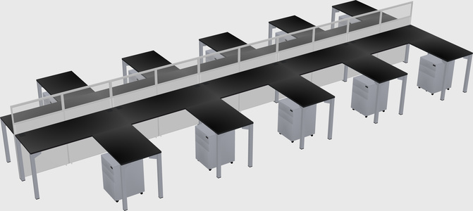 Shared l-shape cubicle