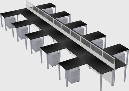 Shared l-shape cubicle