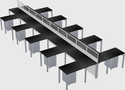 Shared l-shape cubicle