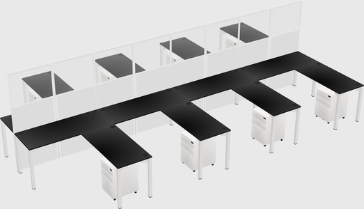 Shared l-shape cubicle