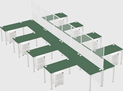 Shared l-shape cubicle