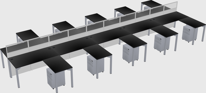 Shared l-shape cubicle