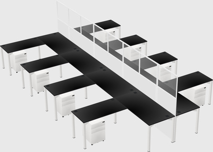 Shared l-shape cubicle