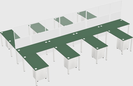 Shared l-shape cubicle