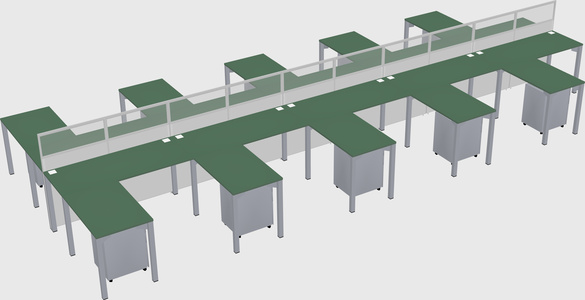 Shared l-shape cubicle