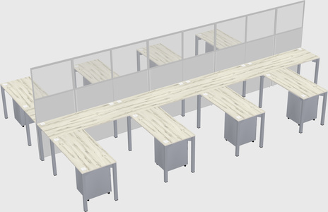 Shared l-shape cubicle