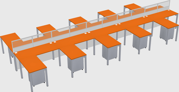 Shared l-shape cubicle
