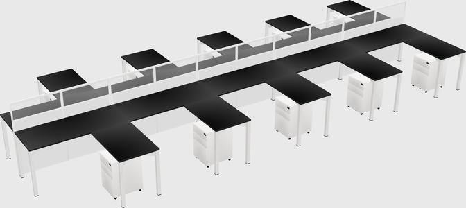 Shared l-shape cubicle