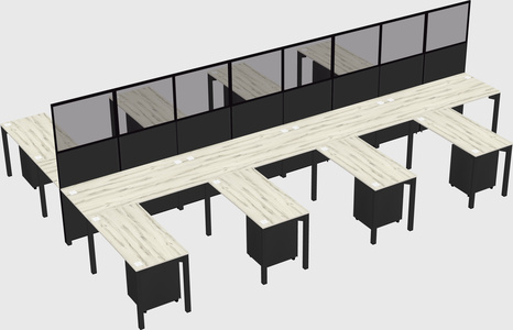 Shared l-shape cubicle