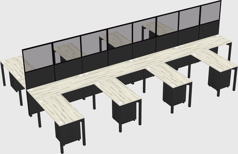 Shared l-shape cubicle