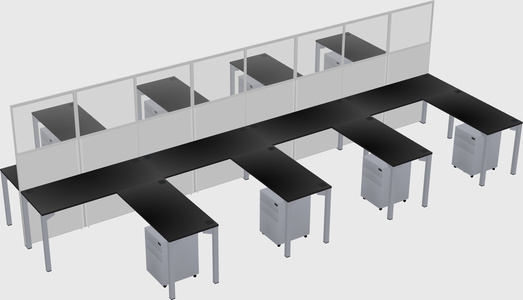 Shared l-shape cubicle