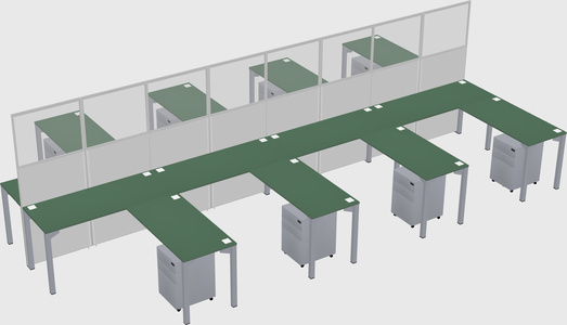 Shared l-shape cubicle