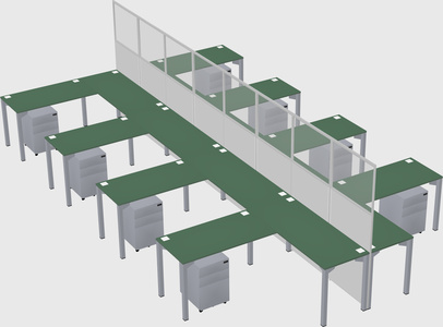 Shared l-shape cubicle