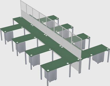 Shared l-shape cubicle