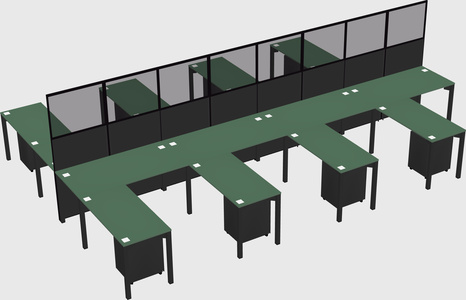 Shared l-shape cubicle
