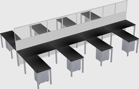 Shared l-shape cubicle