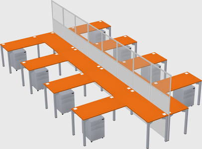Shared l-shape cubicle