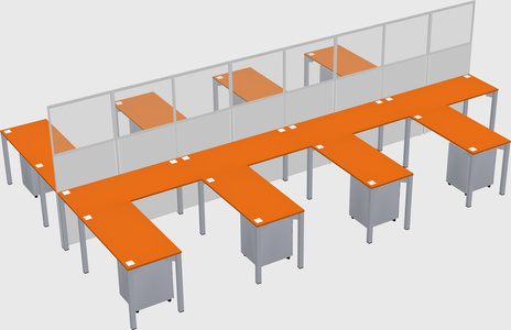 Shared l-shape cubicle