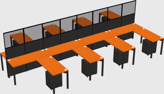 Shared l-shape cubicle