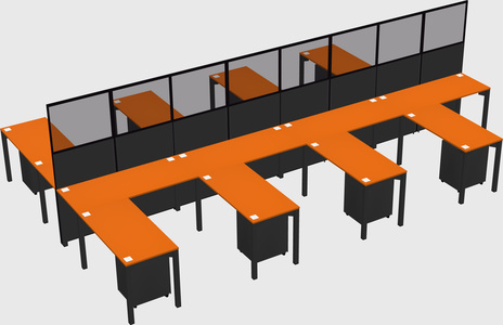 Shared l-shape cubicle